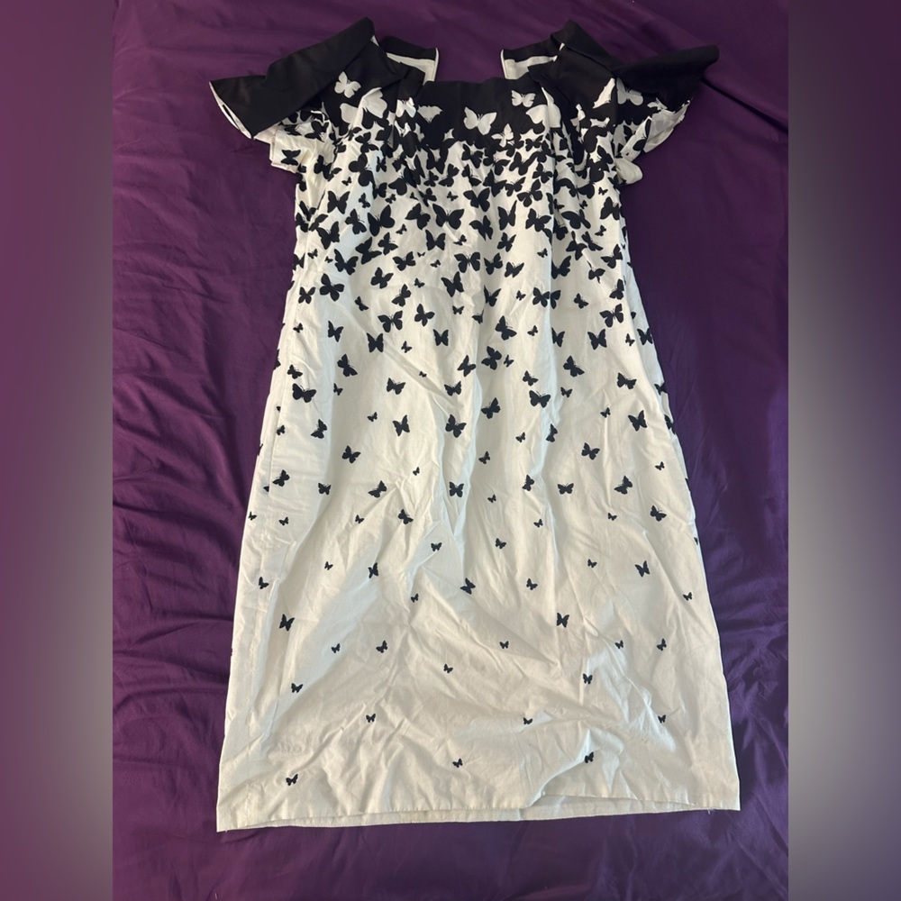 RED Valentino Cap Sleeved Black and White Dress